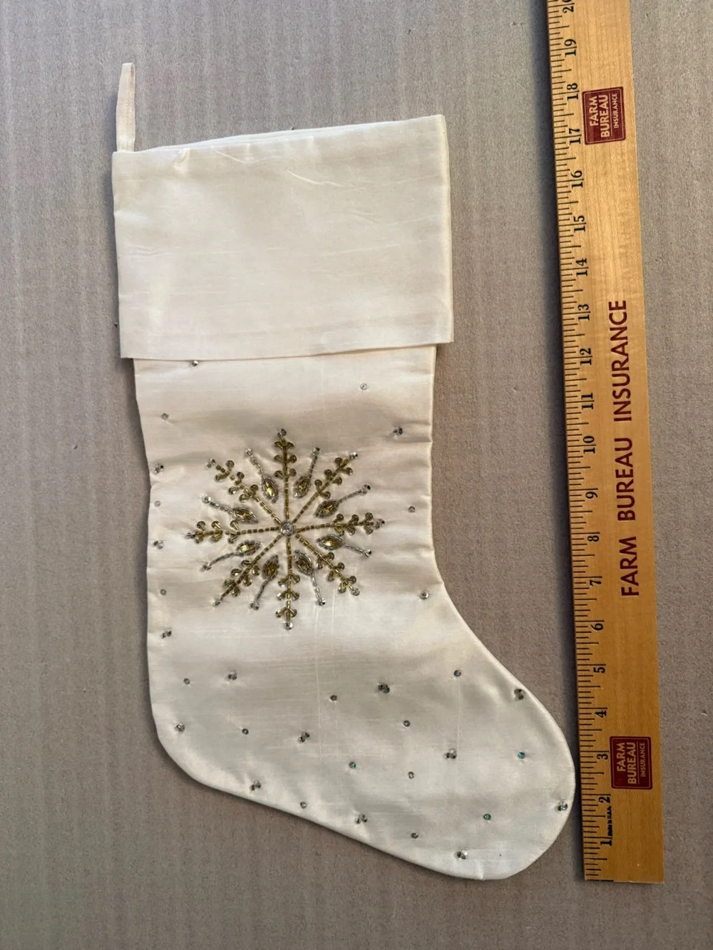 Pair of Beaded Snowflake Christmas Stockings